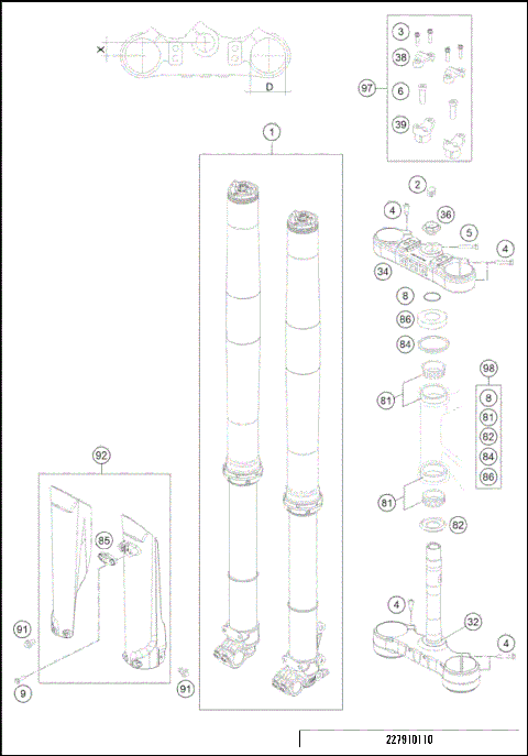 FRONT FORK, TRIPLE CLAMP