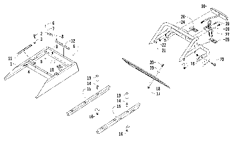 REAR BUMPER, RACK RAIL, SNOWFLAP, AND TAILLIGHT ASSEMBLY [93095]