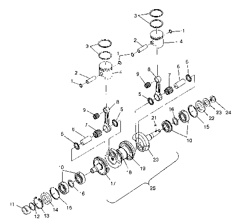CRANKSHAFT & PISTON SL 700 B974071, Intl. SL 700 I974071, SL 700 Deluxe B97 (4940874087C010)