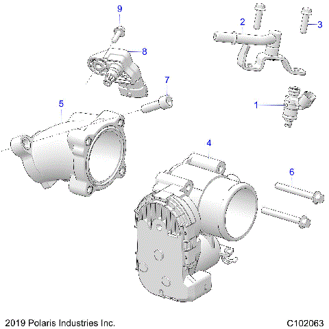 ENGINE, THROTTLE BODY and FUEL RAIL - A19SWS57C1/C2/E1/E2  (C102063)