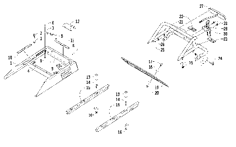 REAR BUMPER, RACK RAIL, SNOWFLAP, AND TAILLIGHT ASSEMBLY [94884]
