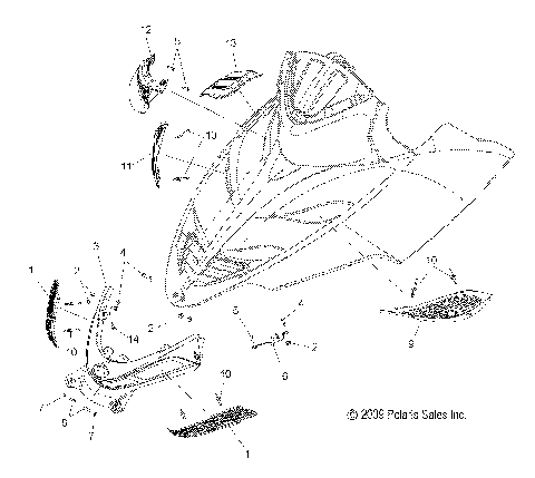 BODY, HOOD SCREENS and HINGE ASM. - S10PP7FSL/FEL (49SNOWHOODMTG10FSTTRG)