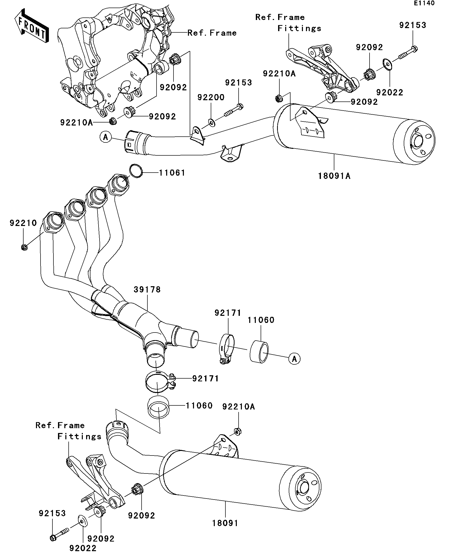 24番 2006 Kawasaki Ninja ZX-14 Muffler(s) Motorcycles Parts