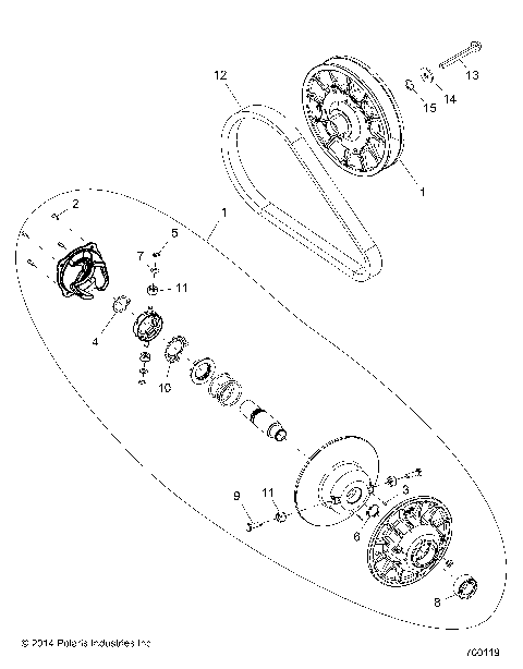 DRIVE TRAIN, SECONDARY CLUTCH - R15RTED1EA (700119)