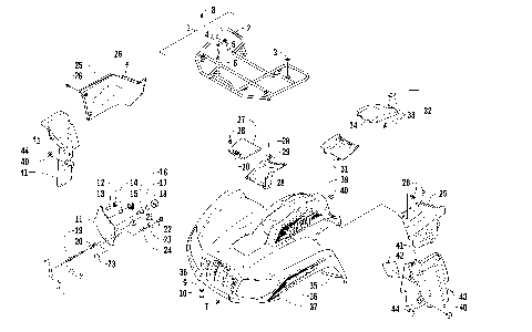 FRONT RACK, BODY PANEL, AND HEADLIGHT ASSEMBLIES [95992]