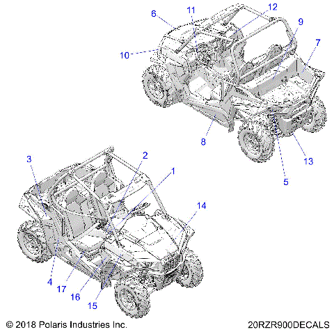 BODY, DECALS - Z20A5A87B2/E87BP/BK/BX (20RZR900DECALS)
