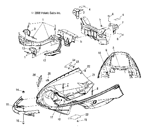 BODY, NOSEPAN ASM. and FRONT BUMPER - S08NT3AS/ASA/AE (49SNOWNOSEPAN08340)