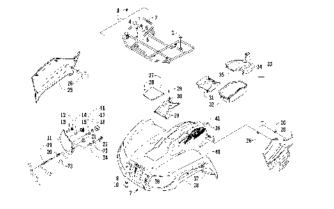 FRONT RACK, BODY PANEL, AND HEADLIGHT ASSEMBLIES [100222]