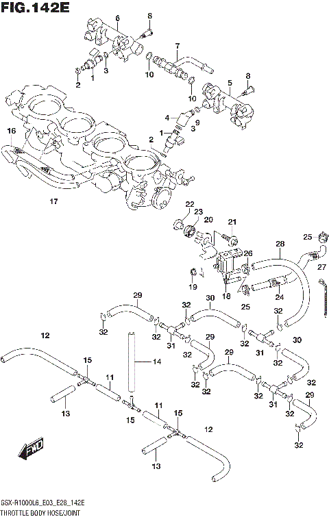 THROTTLE BODY HOSE/JOINT (GSX-R1000AL6 E33)