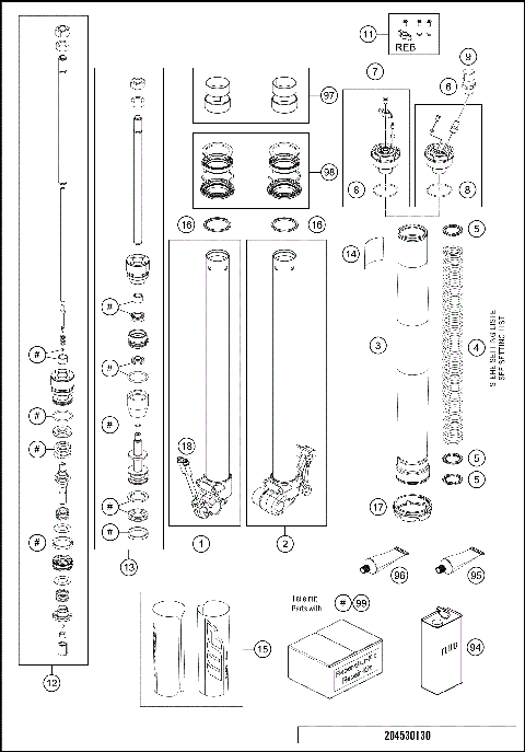 FRONT FORK DISASSEMBLED