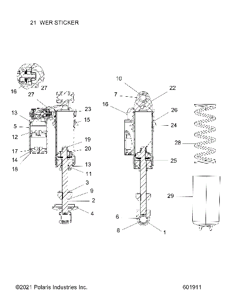 SUSPENSION, SHOCK, FRONT TRACK - S22TDL6KSA ALL OPTIONS (601618)