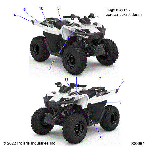 BODY, DECALS WARNING AND REFLECTORS - A24HBB07N6/N7 (900681)