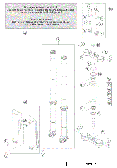 FRONT FORK, TRIPLE CLAMP