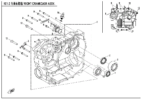 RIGHT CRANKCASE ASSY