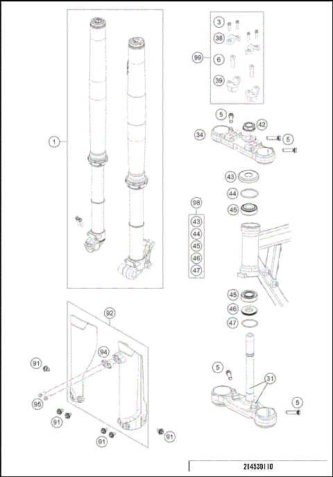 FRONT FORK, TRIPLE CLAMP