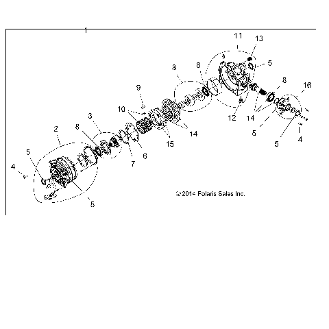 DRIVE TRAIN, FRONT GEARCASE INTERNALS - A16SXE85AS/AM/AB (ATVGEARCASE1333392)