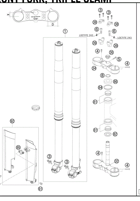 FRONT FORK,TRIPLECLAMP 
