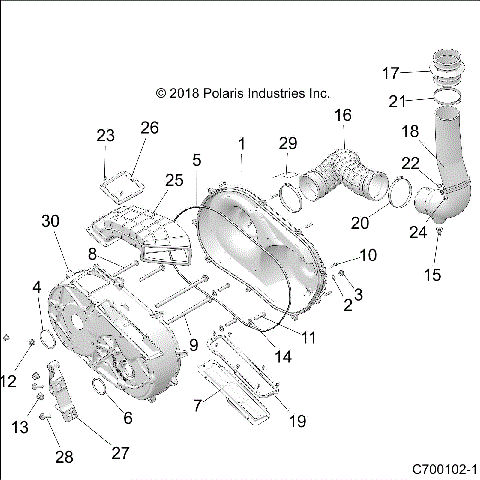 DRIVE TRAIN, CLUTCH COVER AND DUCTING - Z18VGE99AK/AW/BK/BW (C700102-1)