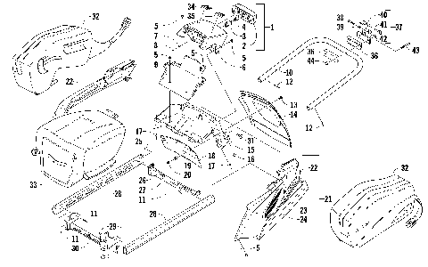 REAR BUMPER, RACK RAIL, SNOWFLAP, AND TAILLIGHT ASSEMBLY [91481]