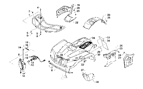 FRONT RACK, BODY PANEL, AND HEADLIGHT ASSEMBLIES [300618]