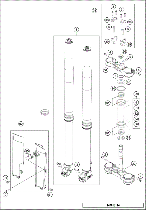 FRONT FORK, TRIPLE CLAMP