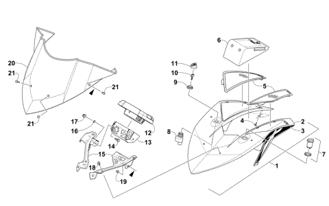 WINDSHIELD AND INSTRUMENTS ASSEMBLIES