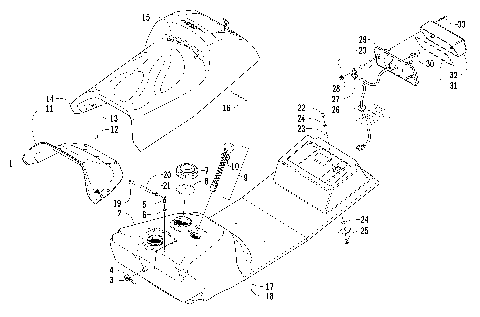 GAS TANK, SEAT, AND TAILLIGHT ASSEMBLY [86030]