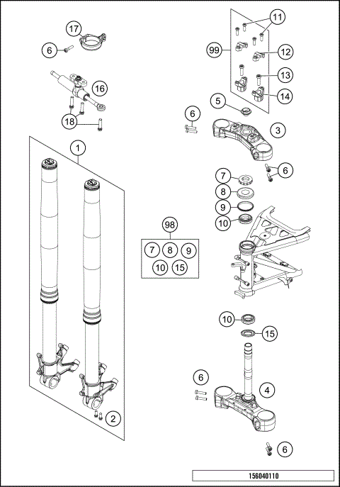 FRONT FORK, TRIPLE CLAMP