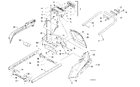 REAR BUMPER, HITCH, RACK RAIL, SNOWFLAP, AND TAILLIGHT ASSEMBLY [105468]
