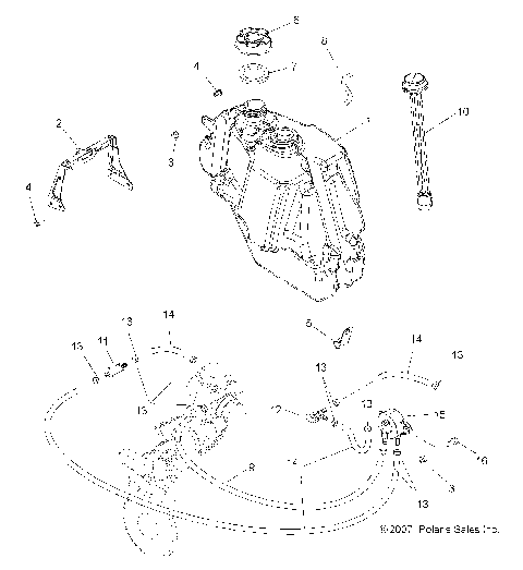 BODY, FUEL TANK (BUILT 11/06/07 and AFTER) - A08LH27AW/AX/AZ (49ATVFUEL0808HAWKINTL)