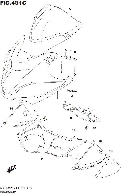 COWLING BODY (GSX1300RAL5 E33)