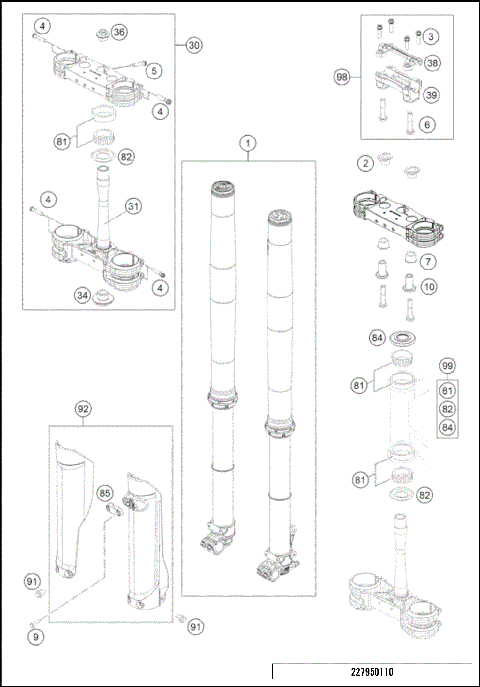 FRONT FORK, TRIPLE CLAMP