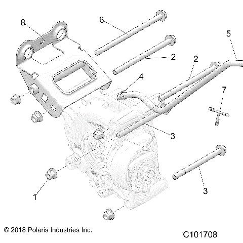 DRIVE TRAIN, GEARCASE MOUNTING, REAR - A24SGS95CT/S95FT/ET (C101708)