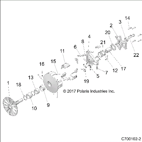 DRIVE TRAIN, PRIMARY CLUTCH - Z19VGE99AK/AW/BK/BW (C700102-2)