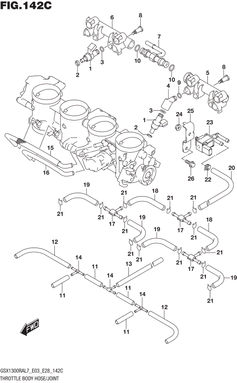 THROTTLE BODY HOSE/JOINT (GSX1300RAL7 E33)