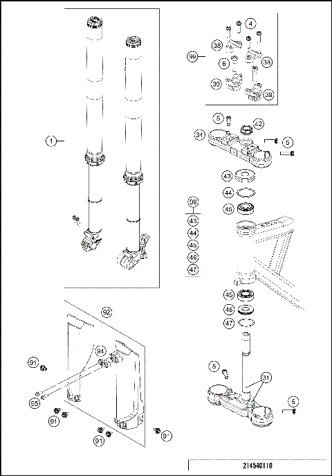 FRONT FORK, TRIPLE CLAMP