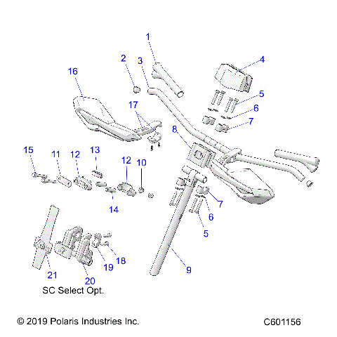 STEERING, UPPER and HANDLEBAR ASM. - S21DDH8RS ALL OPTIONS (C601156)