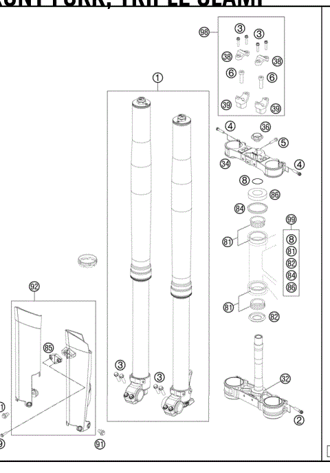 FRONT FORK,TRIPLECLAMP 
