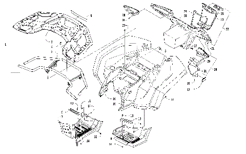 REAR RACK, BODY PANEL, FOOTWELL, AND TAILLIGHT ASSEMBLIES [302026]