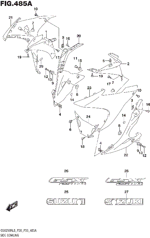 SIDE COWLING (GW250RL8 P28) (FOR YAY)