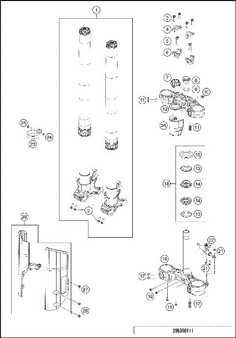 FRONT FORK, TRIPLE CLAMP