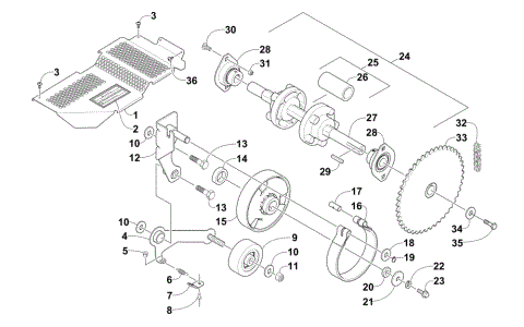 DRIVE TRAIN SHAFTS AND BRAKE ASSEMBLIES