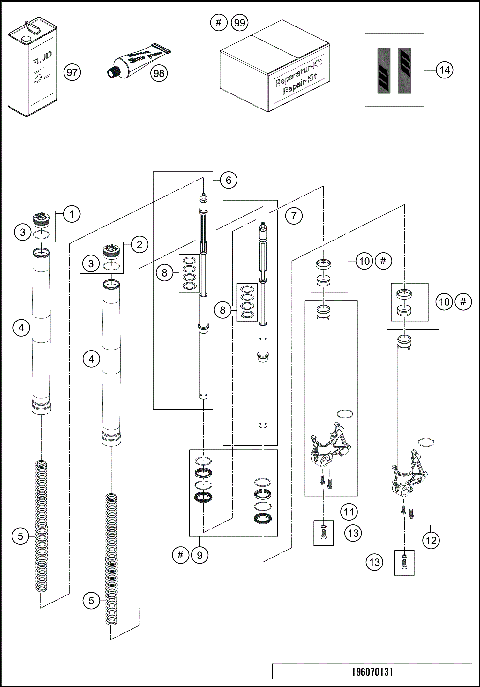 FRONT FORK DISASSEMBLED