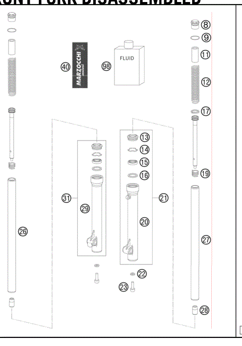 FRONT FORKDISASSEMBLED 