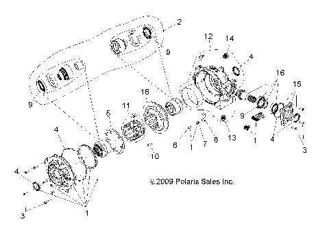DRIVE TRAIN, FRONT GEARCASE INTERNALS (Built 3/04/10 and Before) - R10VH76AB/AO/AQ/AW (49RGRTRANSINTL10RZRI)