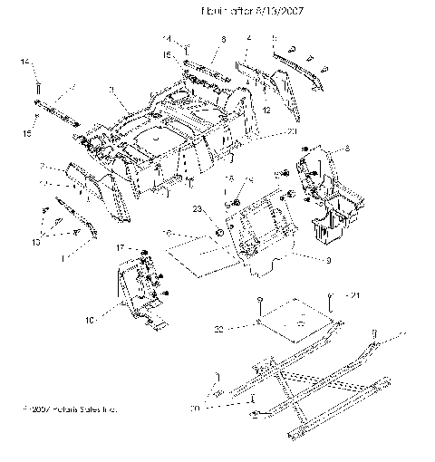 FENDERS and RACK, REAR (Built 8/14/07 and After) - R08VH76AD/AG (49RGRRACKMTG08RZR)