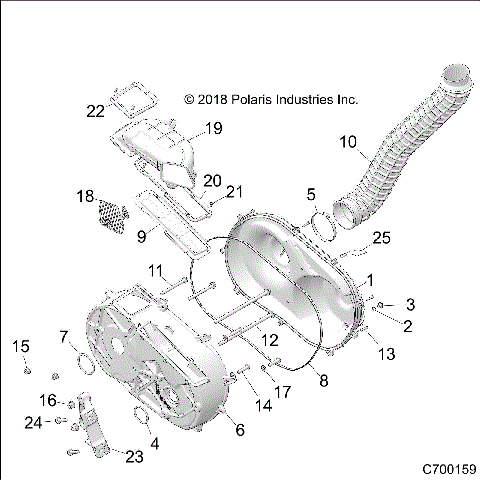 DRIVE TRAIN, CLUTCH COVER AND DUCTING - Z18VEL92BK/BR/LK (C700159)