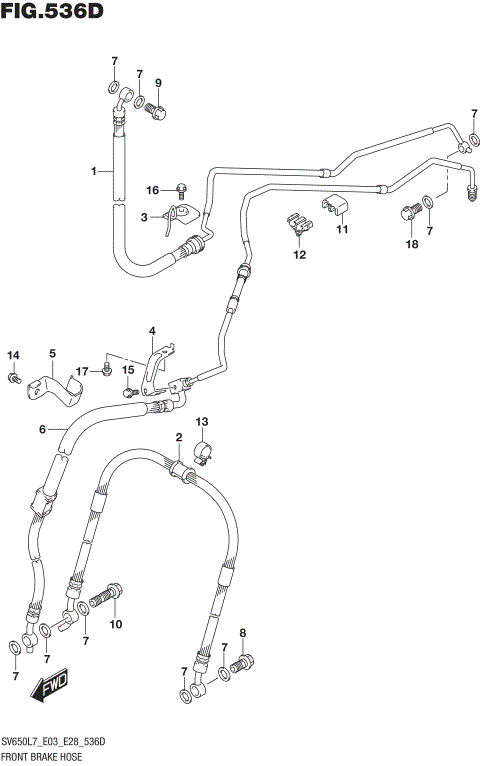FRONT BRAKE HOSE (SV650AL7 E33)