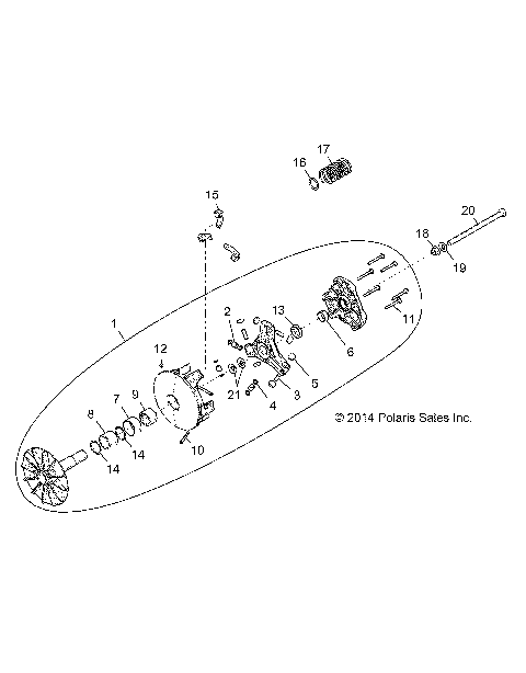 DRIVE TRAIN, PRIMARY CLUTCH - Z16VDE99FM/NM (49RGRCLUTCHDRV14RZR1000)