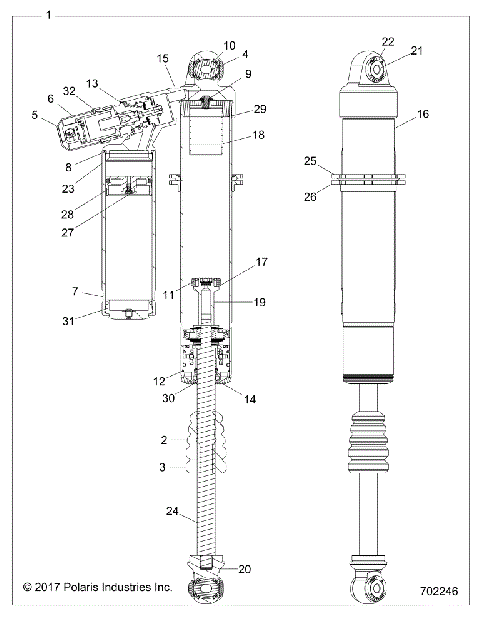 SUSPENSION, FRONT SHOCK INTERNALS - Z18VFL92BK (702246)
